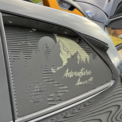 Adventure Awaits Decal – Moon, Stars & Compass Design Vinyl Decal – Fits Forester Quarter Window (2009–2026)