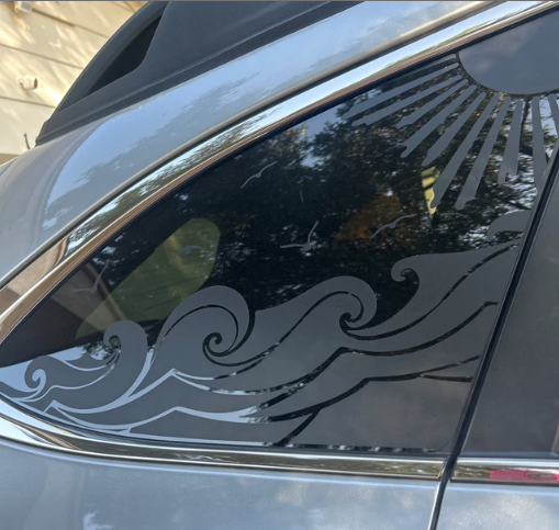 Ocean Wave Vinyl Decal – Fits Outback-Style Rear Quarter Window (2010–2025)