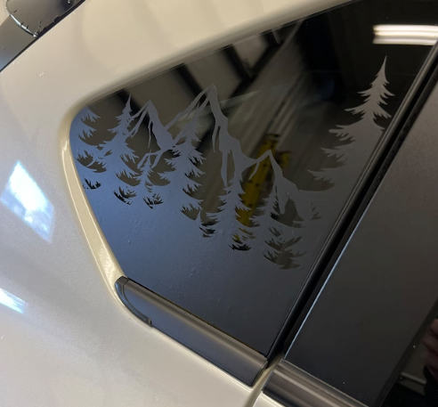 Mountain and trees – Fits Crosstrek Quarter Window (2012–2026)