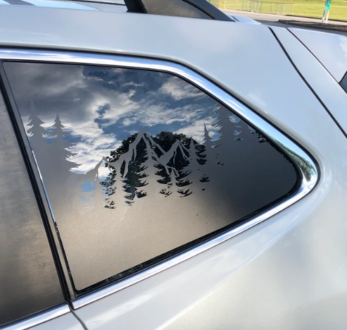 Mountain & Trees Vinyl Decal – Fits Forester Quarter Window (2009–2026)