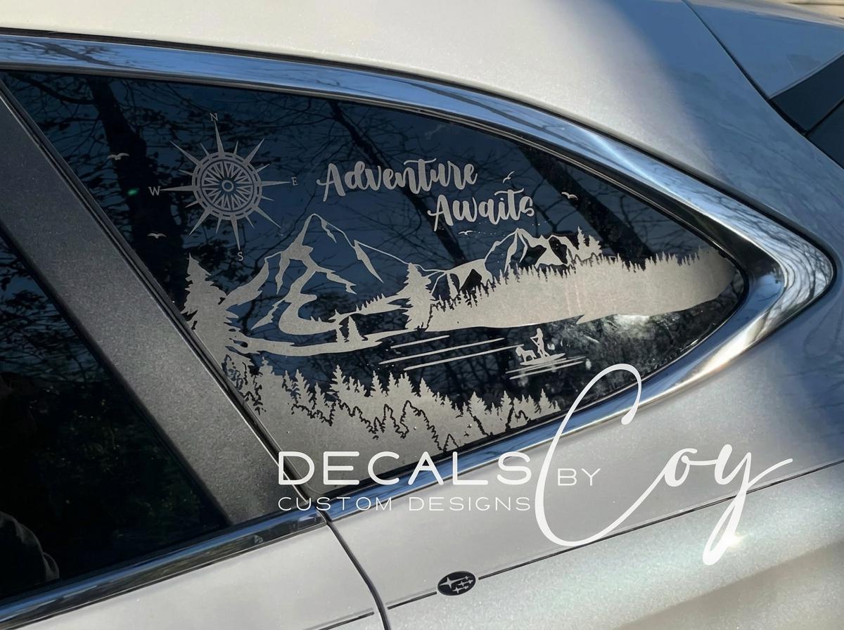 Adventure Awaits Quarter Window Decal – Compatible with Subaru Outback (2010–2027)