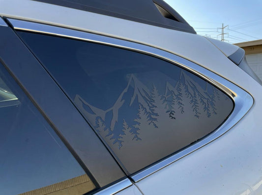 Mountain Fir Trees Quarter Window Decal – Compatible with Subaru Outback (2010–2027)