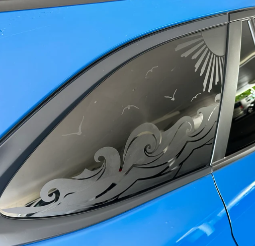 Ocean Wave Vinyl Decal – Fits Outback-Style Rear Quarter Window (2010–2025)