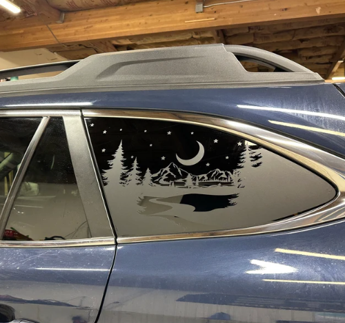 Starry Night Moon & Stars Decal – Fits Outback-Style Rear Quarter Window (2010–2025)