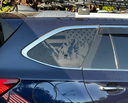 American Flag with Mountains & Fir Trees Decal – Compatible with Outback Models (2010–2025)