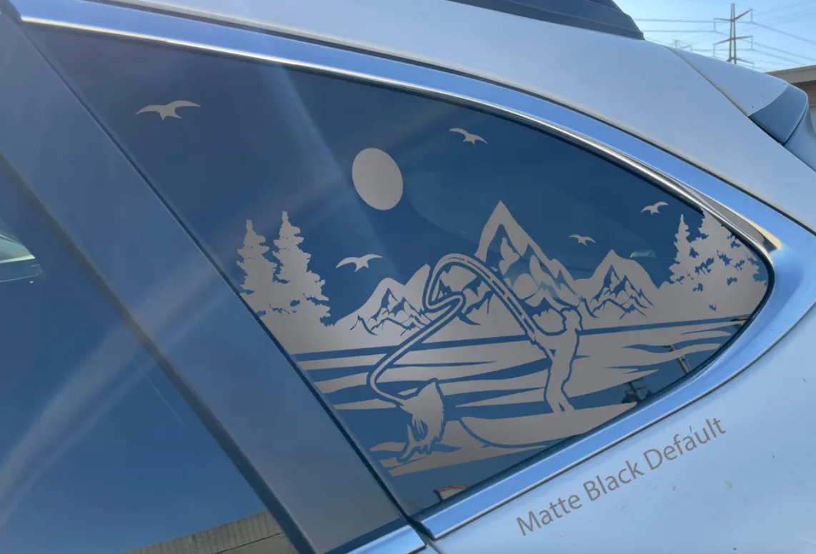 Cast Off Fishing Decal – Compatible with Outback-Style Rear Quarter Window (2010–2025)