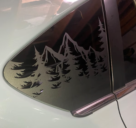 Mountain and trees  – Fits Crosstrek Quarter Window (2012–2026)