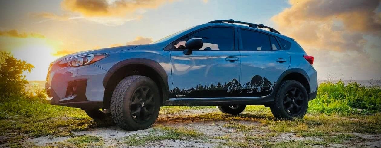 Sun Mountain Trees Side Panel Decal – Universal Fit for SUVs, Trucks & Cars