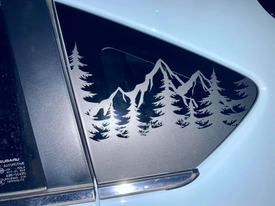 Mountain Pine Trees Quarter Window Decal – Compatible with Subaru Crosstrek (2012–2027)