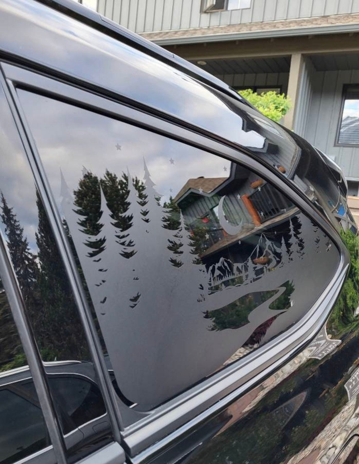 Pine Trees Half Moon Quarter Window Decal – Compatible with Toyota Highlander (2008–2026)