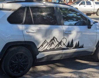Mountain Forest Side Panel Decal – Sun & Trees Graphic