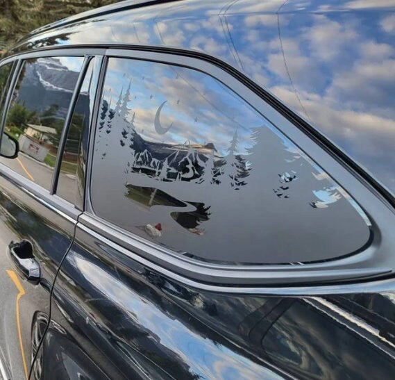 Pine Trees Half Moon Quarter Window Decal – Compatible with Toyota Highlander (2008–2026)