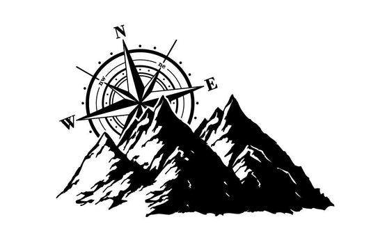 Compass Mountain Hood Decal – Adventure Vinyl Sticker for Cars, Trucks, SUVs & Vans