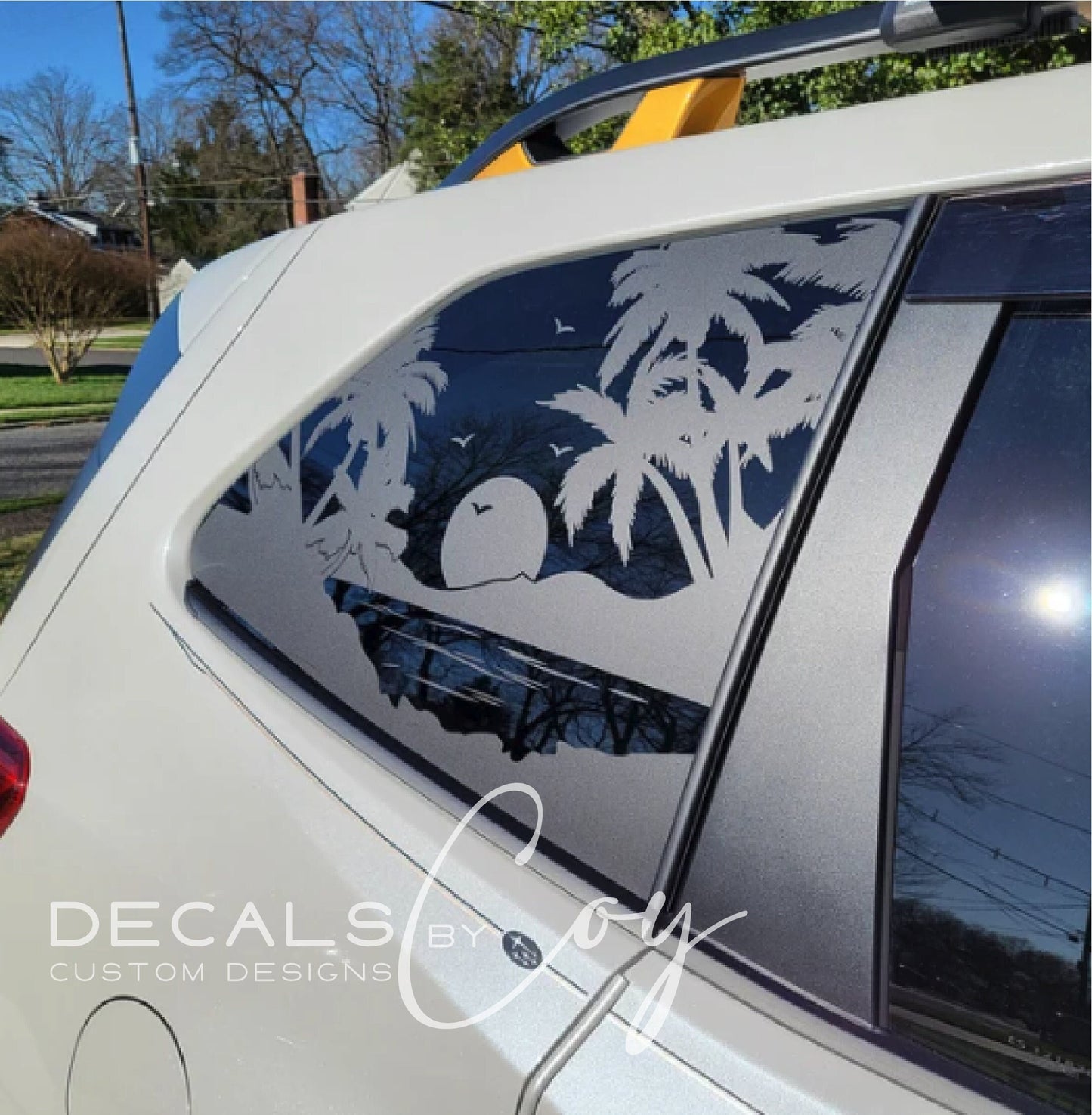 Palm Trees Sunset Quarter Window Decal – Compatible with Subaru Forester (2009–2027)