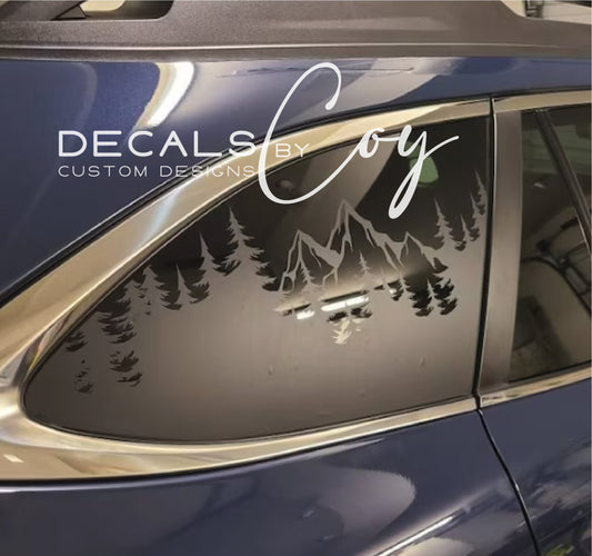 Mountain Trees Quarter Window Decal – Compatible with Subaru Outback (2010–2027)