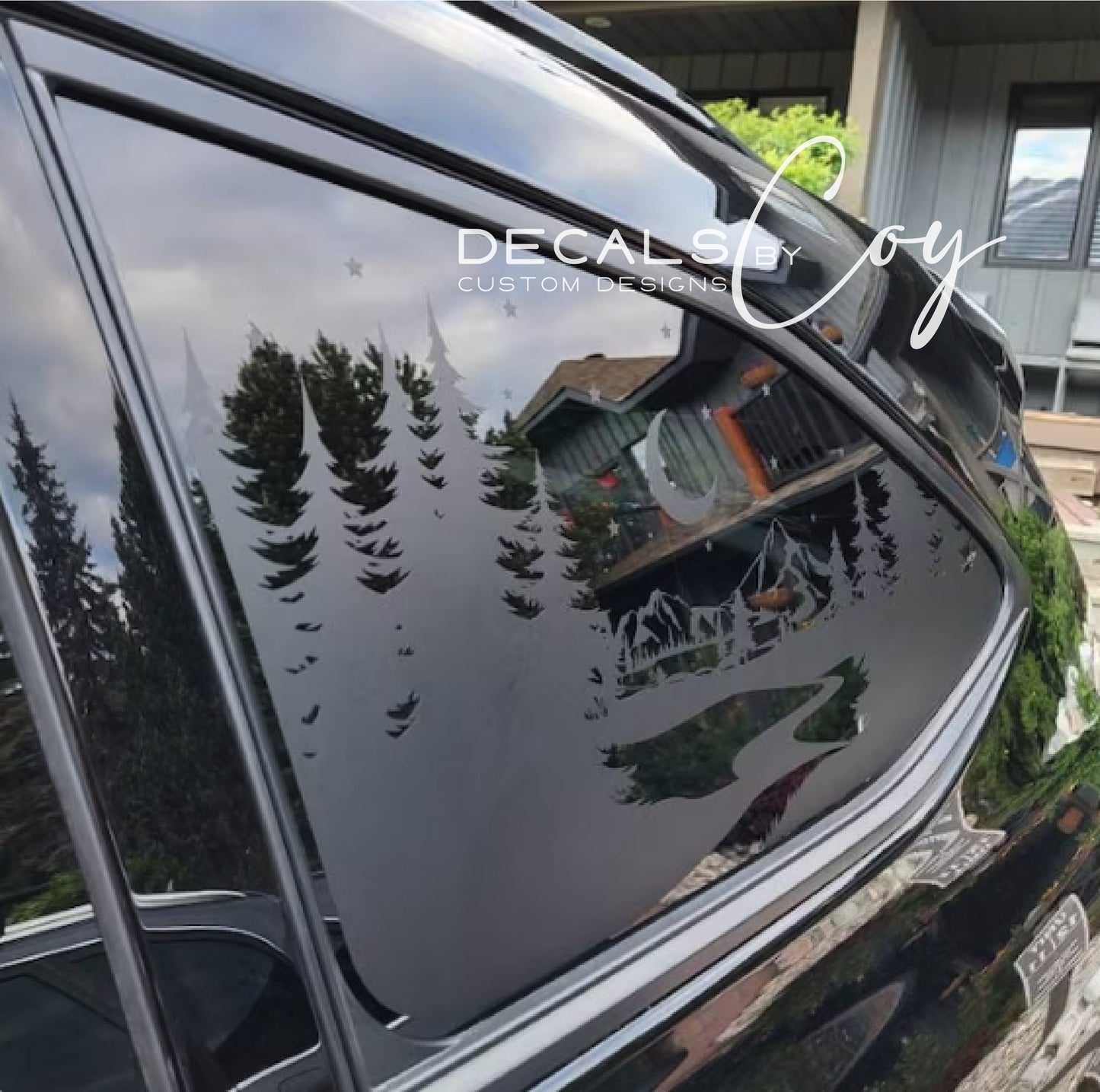Pine Trees Half Moon Quarter Window Decal – Compatible with Toyota Highlander (2008–2026)