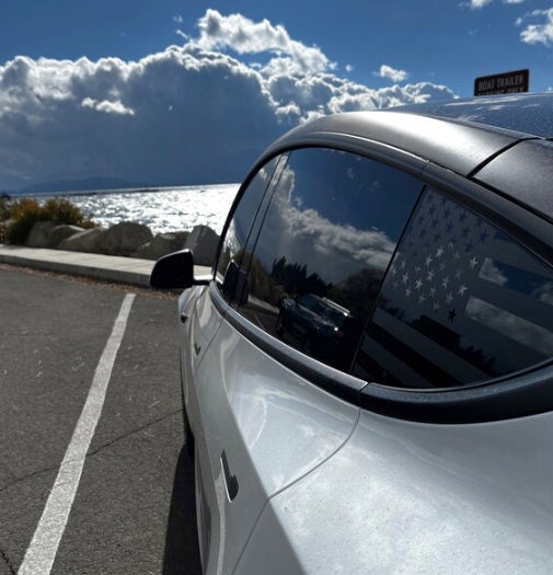 American Flag Quarter Window Decal – Compatible with Tesla Model Y (2020–2026)
