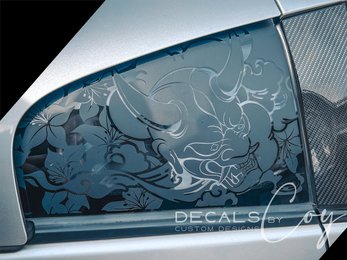 Oni Demon Floral Quarter Window Decal – Compatible with Nissan 350Z (2002–2008)