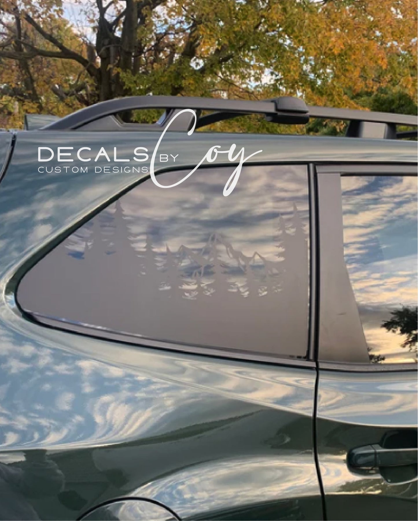 Mountain & Trees Quarter Window Decal – Compatible with Subaru Forester (2009–2027)