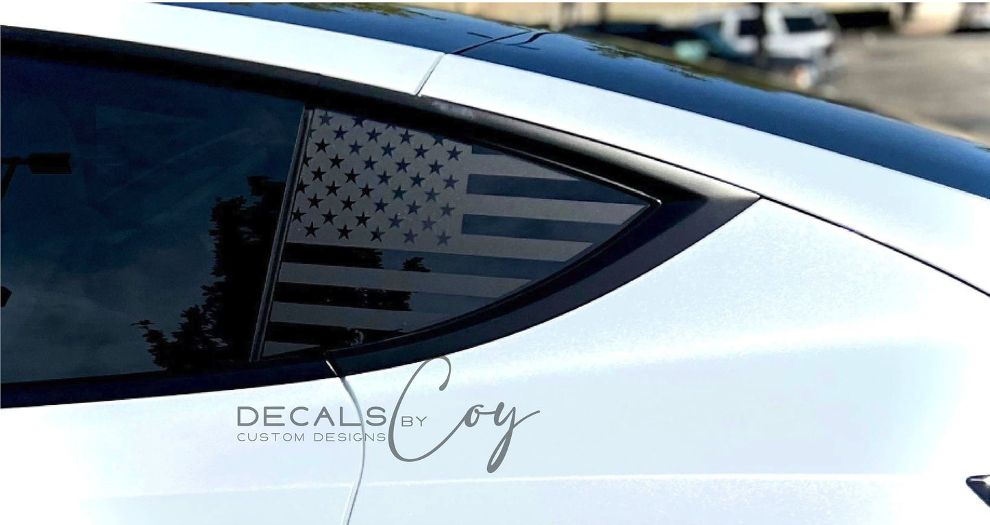 American Flag Quarter Window Decal – Compatible with Tesla Model Y (2020–2026)