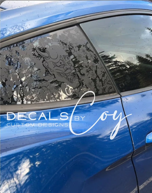 Oni Demon Quarter Window Decal – Compatible with Ford Mustang (2005–2023)
