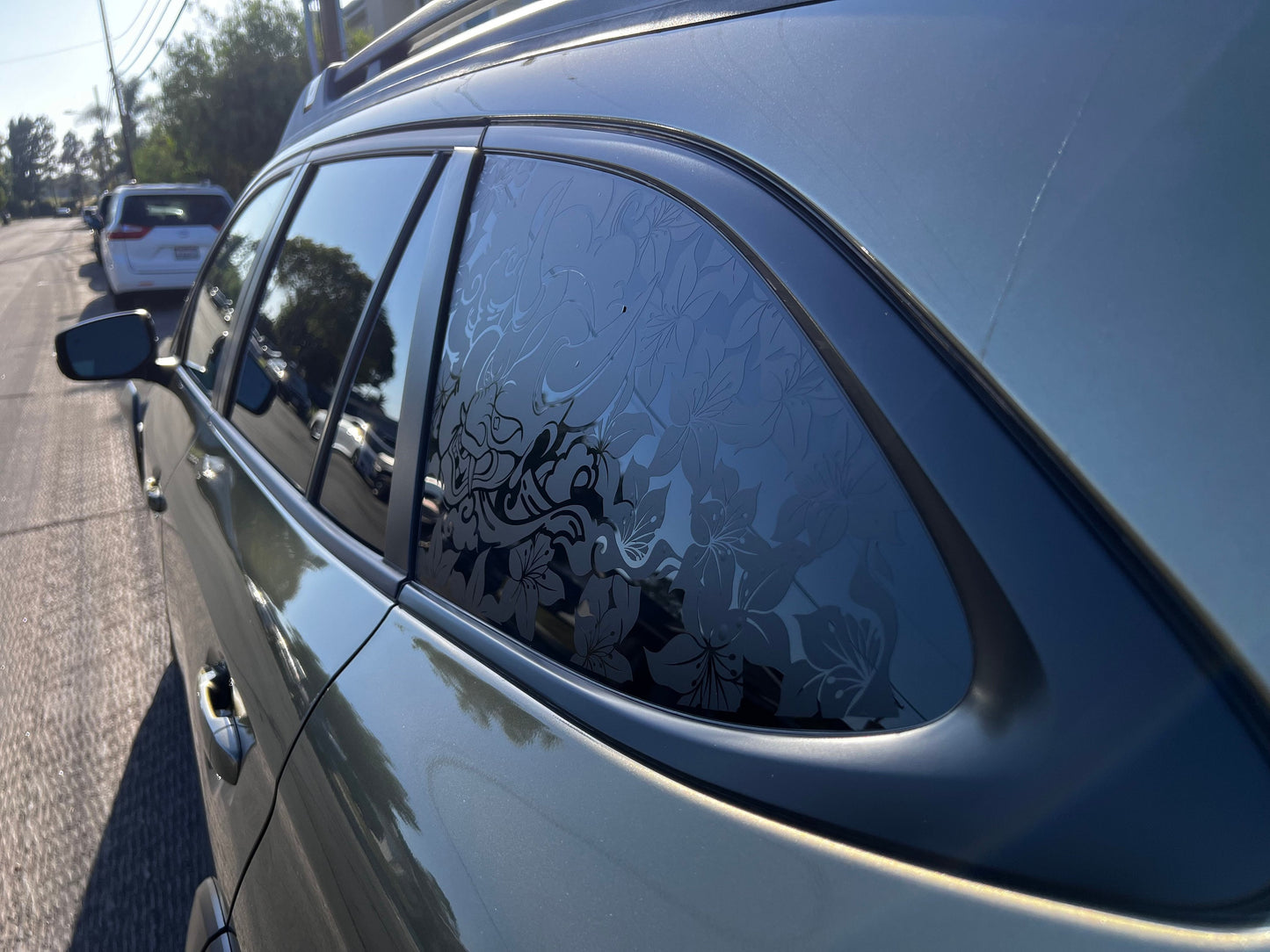 Demon Flowers Quarter Window Decal – Compatible with Subaru Outback (2010–2027)