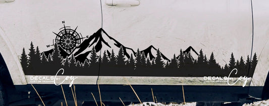 Compass Mountain Tree Side Panel Decal – Large Format