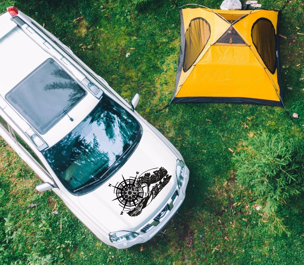 Compass Ocean Wave Hood Decal