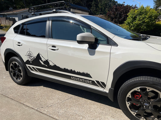 Compass Adventure Side Panel Decal – Forest Mountain Graphic