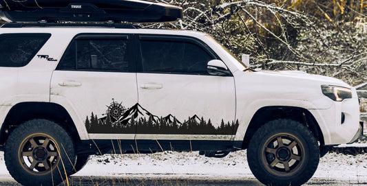Compass Mountain Tree Side Panel Decal – Large Format