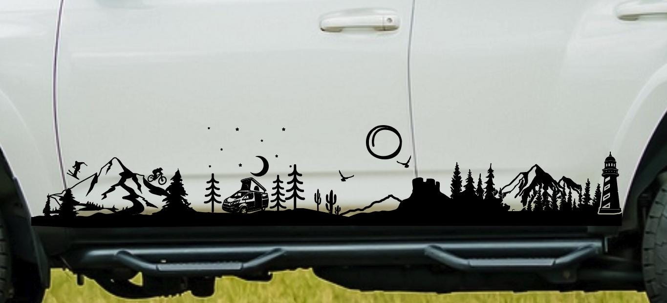 Camping Scene Side Panel Decal – Universal Fit for SUVs, Trucks & Cars