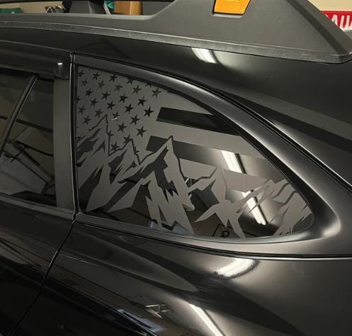 American Flag Mountain Quarter Window Decal – Compatible with Subaru Outback (2010–2027)