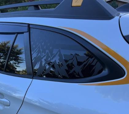 American Flag Mountain Quarter Window Decal – Compatible with Subaru Outback (2010–2027)
