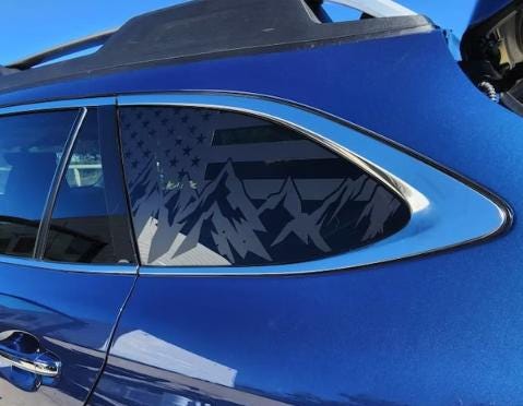American Flag Mountain Quarter Window Decal – Compatible with Subaru Outback (2010–2027)