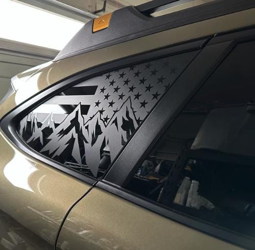 American Flag Mountain Quarter Window Decal – Compatible with Subaru Outback (2010–2027)