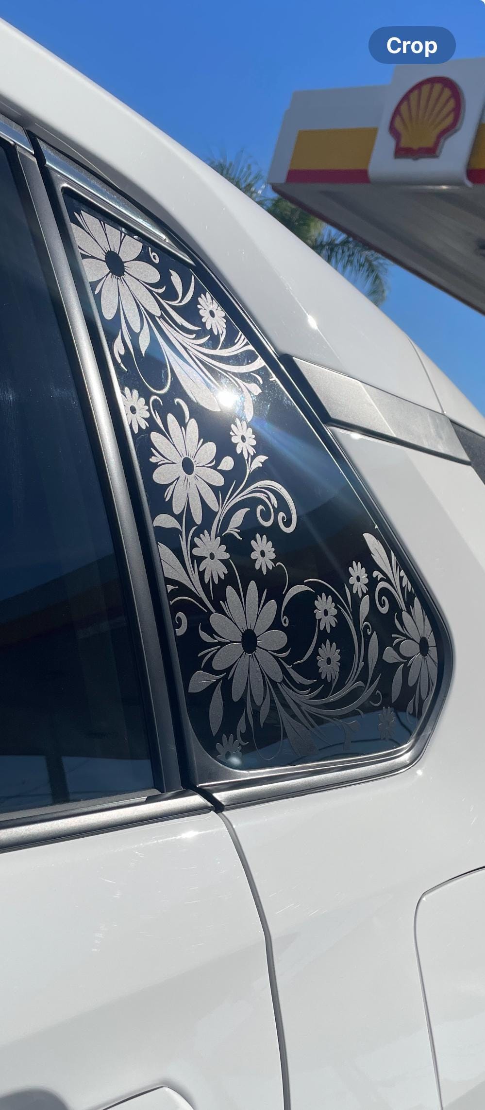 Boho Flower Vine Quarter Window Decal – Compatible with Toyota RAV4 (2013–2027)