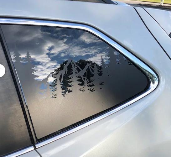 Mountain & Trees Quarter Window Decal – Compatible with Subaru Forester (2009–2027)