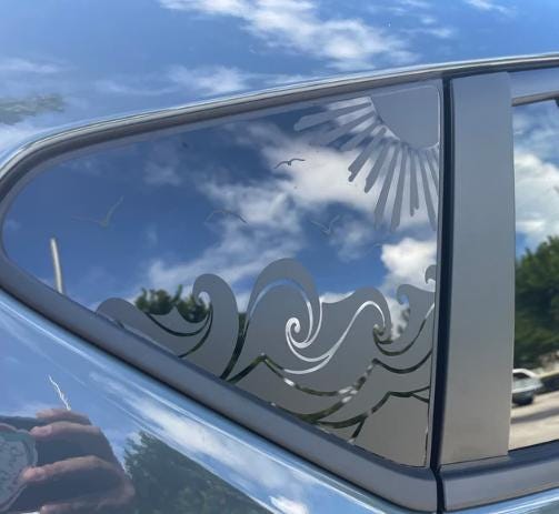 Ocean Wave Sun Birds Quarter Window Decal Compatible with Subaru Crosstrek 2012–2027
