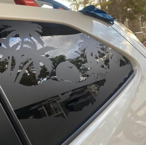 Palm Trees Sunset Quarter Window Decal – Compatible with Subaru Forester (2009–2027)