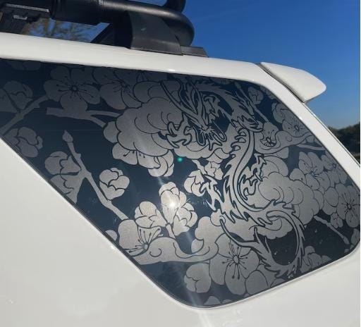 Dragon Cherry Blossom Quarter Window Decal Compatible with Toyota 4Runner 2010–2027