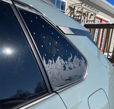 Starry Night Mountain Quarter Window Decal – Compatible with Toyota RAV4 (2019–2027)