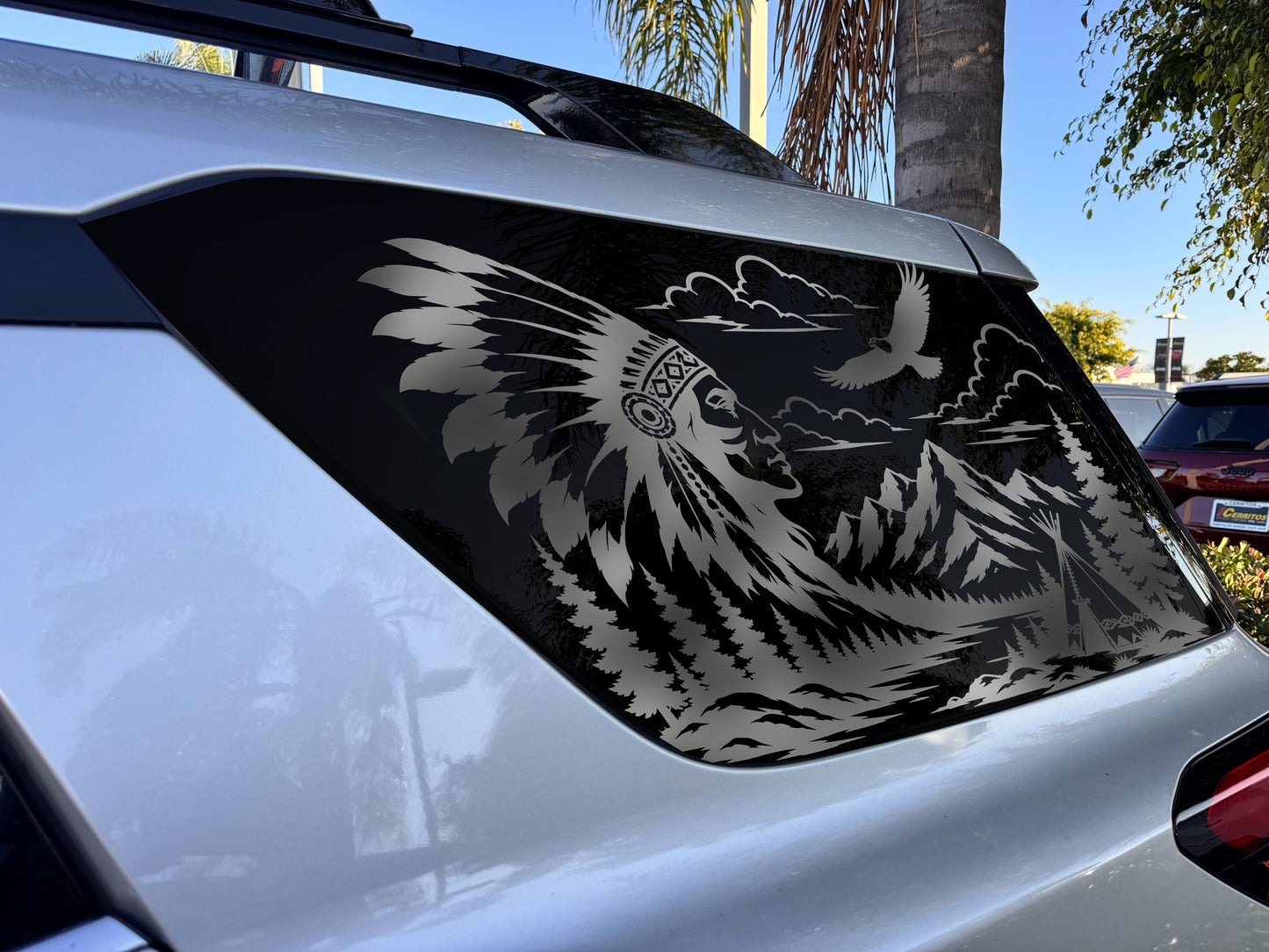 Eagle Feather War Bonnet Quarter Window Decal Compatible with Nissan Pathfinder 2022–2026
