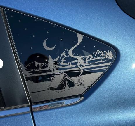 Camping Tent Campfire Quarter Window Decal Compatible with Subaru Crosstrek 2012–2027