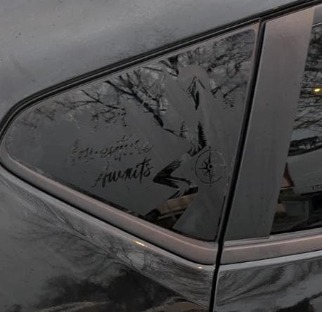 Adventure Awaits Mountain Sun Quarter Window Decal Compatible with Subaru Crosstrek 2012–2027
