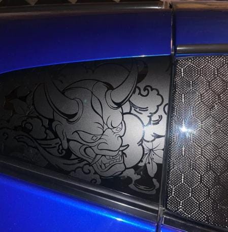 Oni Demon Floral Quarter Window Decal – Compatible with Nissan 350Z (2002–2008)