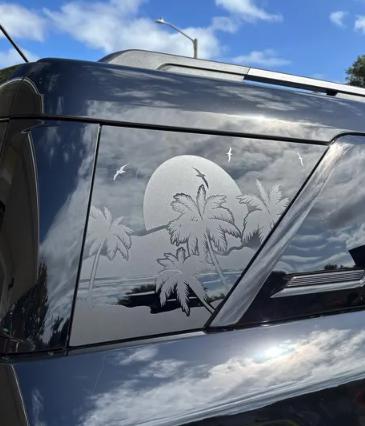 Palm Tree Sun Quarter Window Decal – Compatible with Ford Bronco Sport (2021–2027)