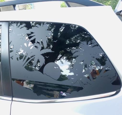 Palm Trees Sunset Quarter Window Decal – Compatible with Subaru Forester (2009–2027)