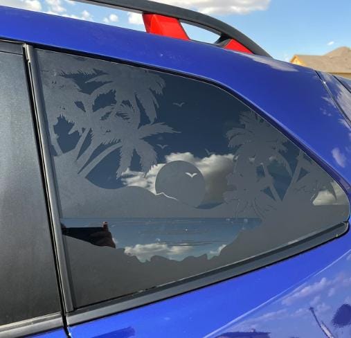 Palm Trees Sunset Quarter Window Decal – Compatible with Subaru Forester (2009–2027)
