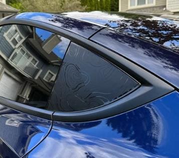 Topographic Map Quarter Window Decal Compatible with Tesla Model Y 2020–2027