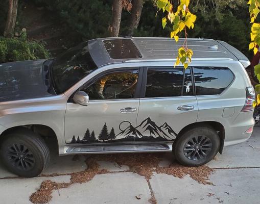 Mountain Forest Side Panel Decal – Sun & Trees Graphic